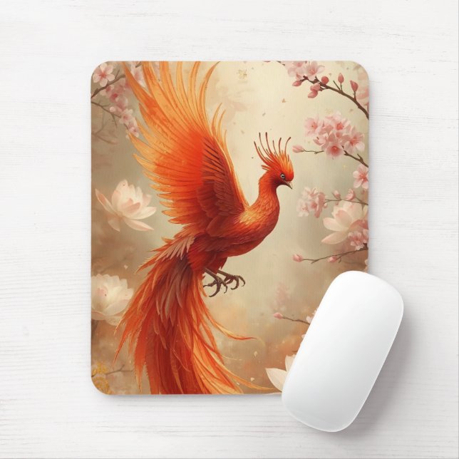 Radiant Phoenix Cherry Blossom Art Mouse Mat (With Mouse)