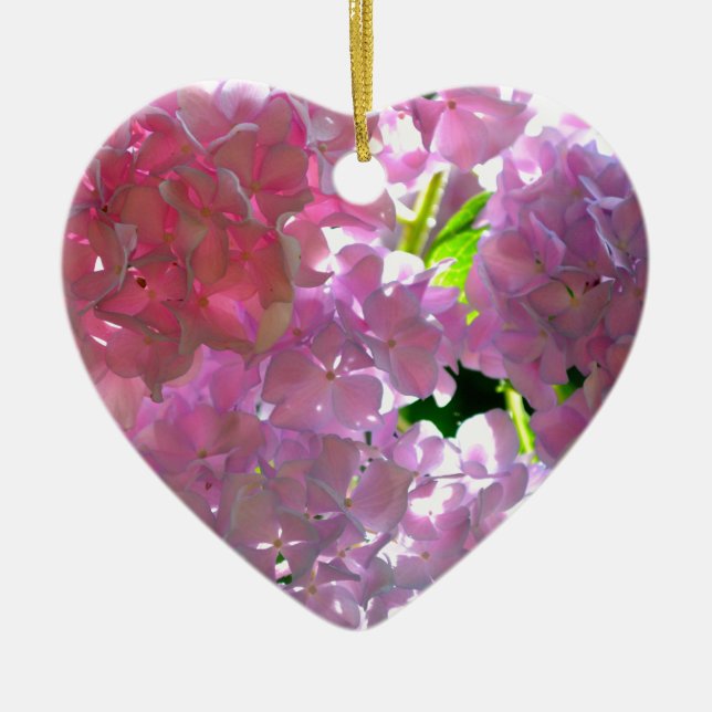 Radiant Pink Hydrangeas Ceramic Tree Decoration (Front)