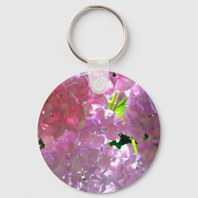 Radiant Pink Hydrangeas, pink flowers pink flowers Key Ring (Front)