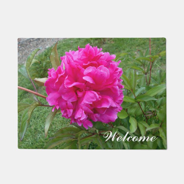Radiant Pink Peony Doormat (Front)