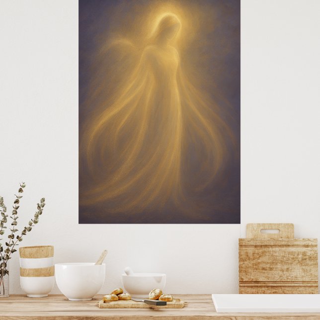 Radiant Presence Angel of Golden Light Spiritual Poster (Kitchen)