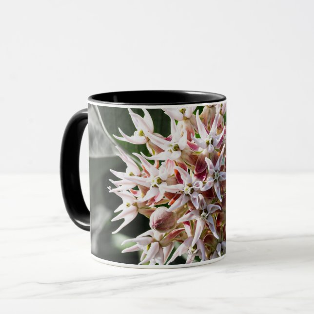 Radiant Purity: White Showy Milkweed Flower Photo Mug (Front Left)