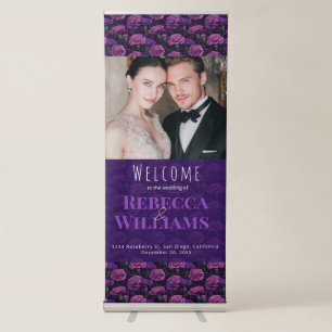 Radiant Purple Carnation Sparkle Botanical Wedding Retractable Banner