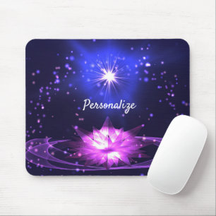 Radiant Purple Crystal Lotus Stars Personalise Mouse Mat