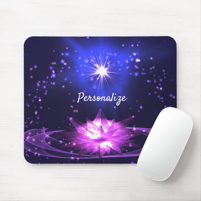 Radiant Purple Crystal Lotus Stars Personalise Mouse Mat (With Mouse)