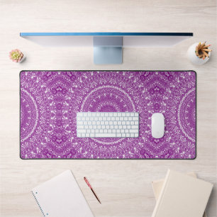 Radiant Purple Geometric Bloom Desk Mat