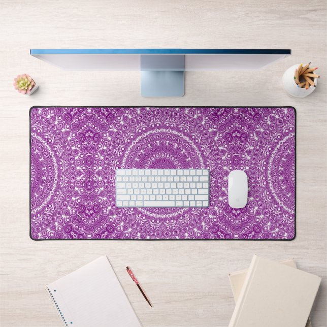 Radiant Purple Geometric Bloom Desk Mat (Office 1)