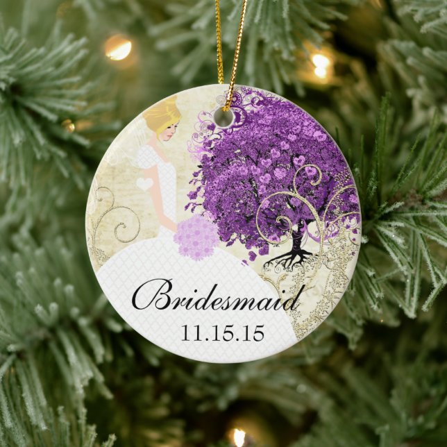 Radiant Purple Heart Leaf Tree Wedding Ceramic Tree Decoration (Tree)