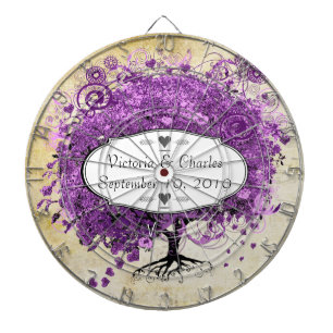 Radiant Purple Heart Leaf Tree Wedding Dartboard