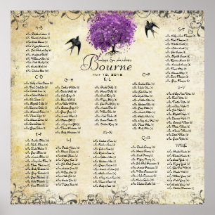 Radiant Purple Heart Leaf Tree Wedding Poster