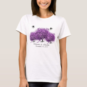 Radiant Purple Heart Leaf Tree Wedding T-Shirt
