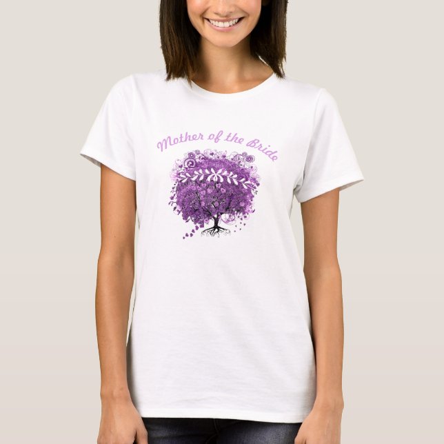 Radiant Purple Heart Leaf Tree Wedding T-Shirt (Front)