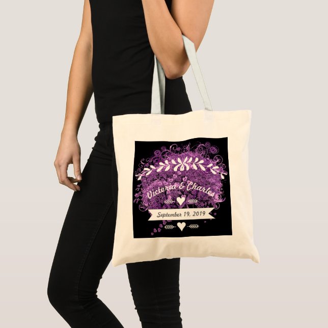 Radiant Purple Heart Leaf Tree Wedding Tote Bag (Front (Product))