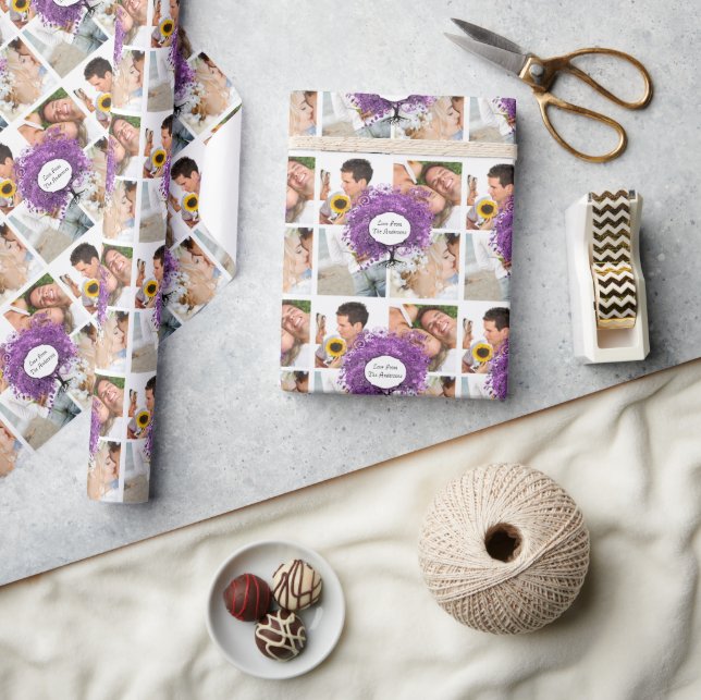 Radiant Purple Heart Leaf Tree Wedding Wrapping Paper (Crafts)