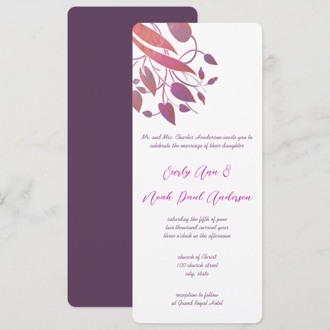 Radiant Purple Wedding Invitations (Front/Back)
