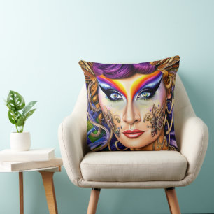Radiant Rainbow-Filled Drag Queen Artwork Design Cushion