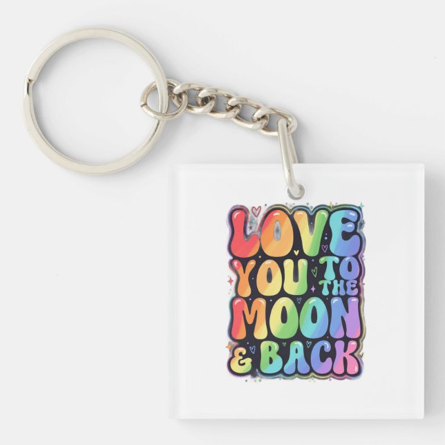 Radiant Rainbow Love Lettering Key Ring (Front)