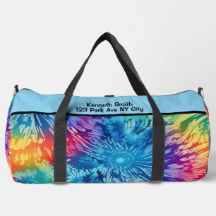 Radiant Rainbow Tie Dye Monogram Personalized Duffle Bag