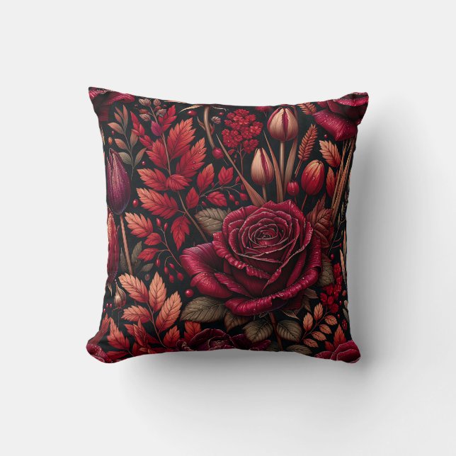 “Radiant Raindrop Fall Foliage Floral Art” Cushion (Front)