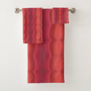 Radiant Reds Carnival Funhouse Distorted Mirror Bath Towel Set