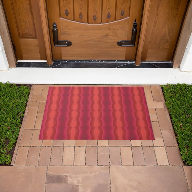 Radiant Reds Carnival Funhouse Distorted Mirror  Doormat (Outdoor)