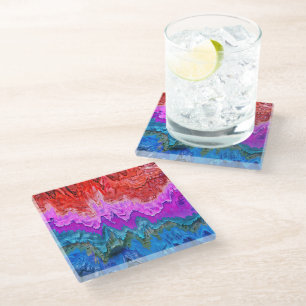 "Radiant Reflection" Colourful Abstract Art Glass Coaster