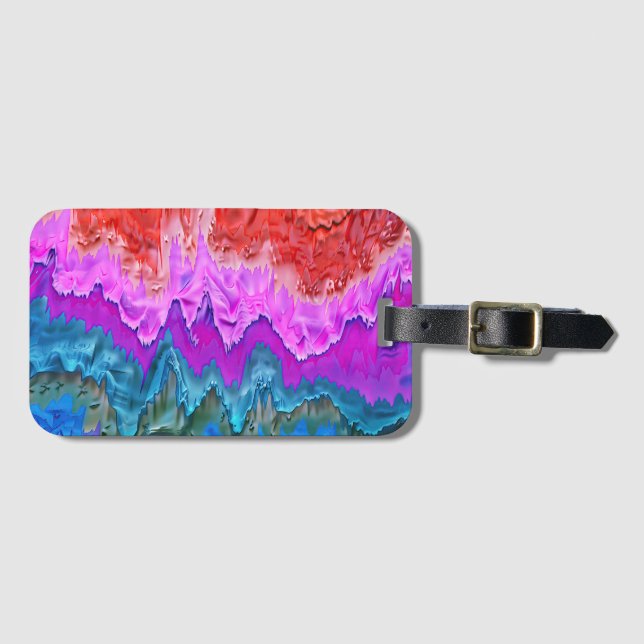 "Radiant Reflection" Colourful Abstract Art  Luggage Tag (Front Horizontal)