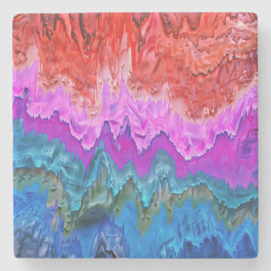 "Radiant Reflection" Colourful Abstract Art  Stone Coaster