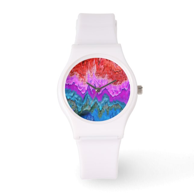 "Radiant Reflection" Colourful Abstract Art  Watch (Front)
