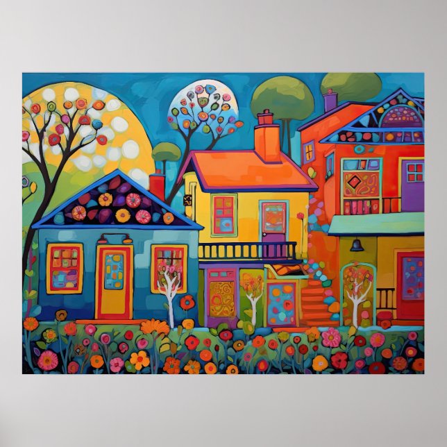 Radiant Residence - A Symphony of Glowing Flora Poster (Front)