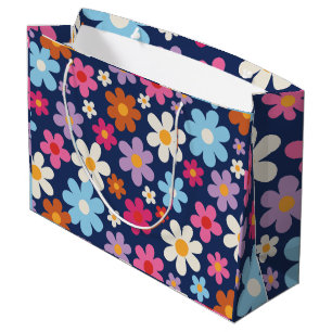 Radiant Retro Flower Blooms Large Gift Bag