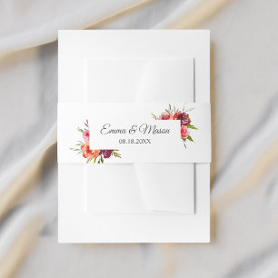 Radiant Romance Floral Wedding Invitation Belly Band