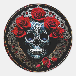 Radiant Rose Sugar Skull Stickers Day of the Dead