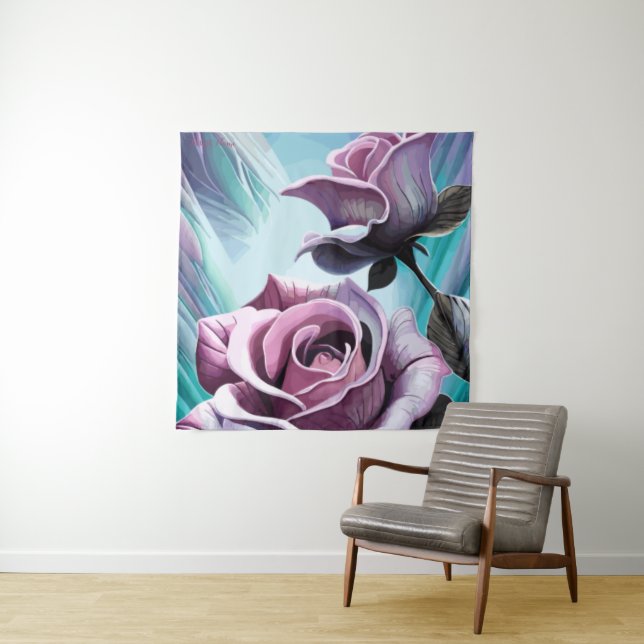 Radiant Roses: Perfectly Pink and Purple Petals Tapestry (In Situ)