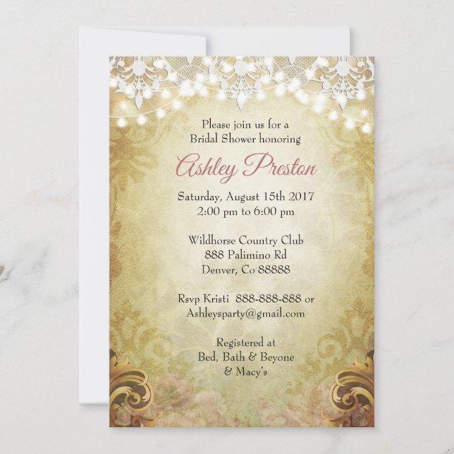 Radiant Rustic Lights Bridal Shower Invitation (Front)