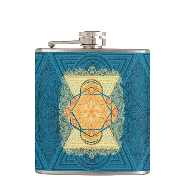 Radiant Sacred Geometry Mandala Hip Flask (Front)