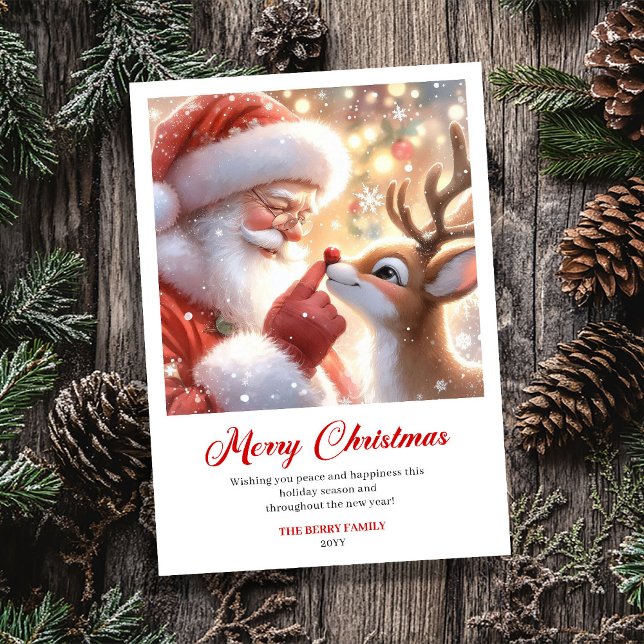 Radiant Santa And Rudolph Merry Christmas Greeting Holiday Card (Radiant Santa And Rudolph Merry Christmas Greeting Card)