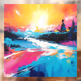 Radiant Serenity: Abstract Sunset Reflections Window Cling