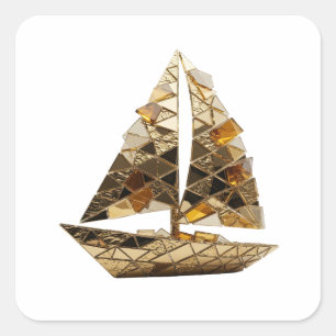 Radiant Silver Abstract Vinyl Style Square Sticker