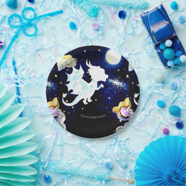Radiant Simple Dragon Birthday Paper Plate (Party)