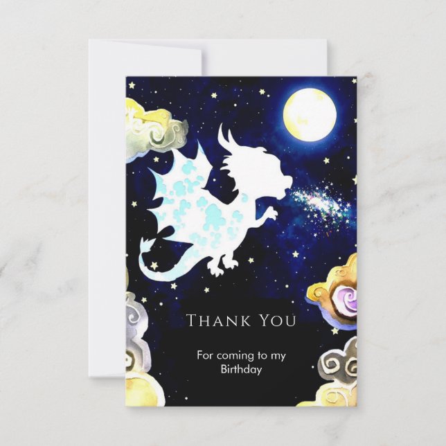 Radiant Simple Dragon Birthday Thank You Card (Front)