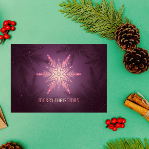 Radiant Snowflake Glow – Elegant Violet Christmas Card