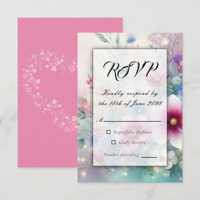 Radiant Sparkling Spring Blooms RSVP Card (Front/Back)