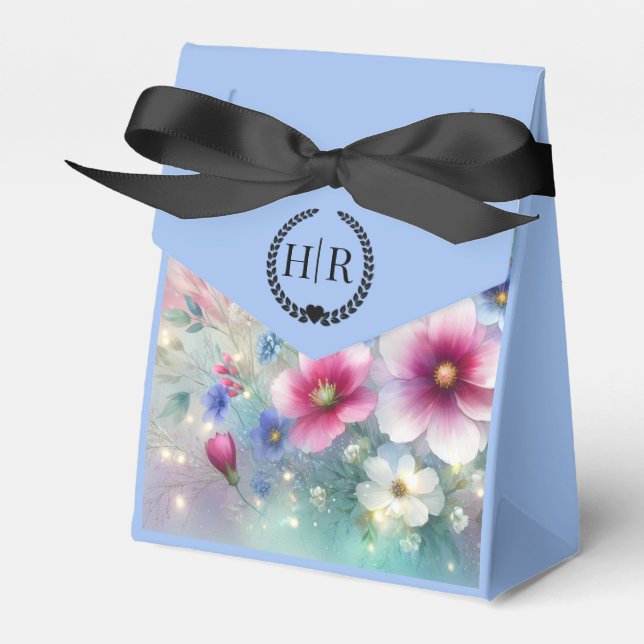 Radiant Sparkling Spring Blooms Wedding Favour Box (Front Side)