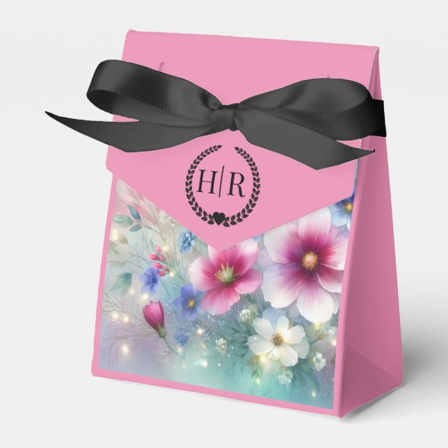 Radiant Sparkling Spring Blooms Wedding Favour Box (Front Side)