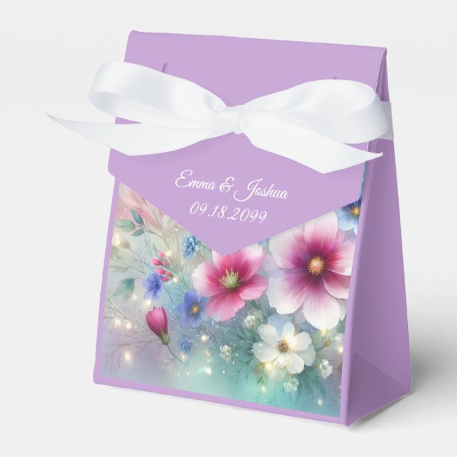 Radiant Sparkling Spring Blooms Wedding Favour Box (Front Side)