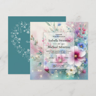 Radiant Sparkling Spring Blooms Wedding Invitation