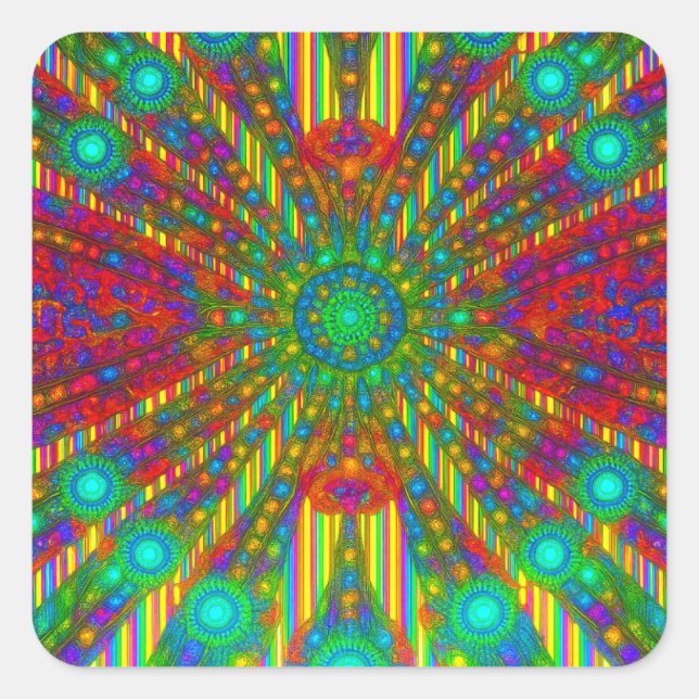 Radiant Spectrum Burst Kaleidoscope Sticker (Front)