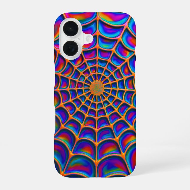 Radiant Spiral Web Abstract iPhone 16 Case (Back)