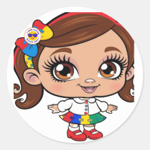"Radiant Spirit: A Little Girl Celebrating Autism Classic Round Sticker